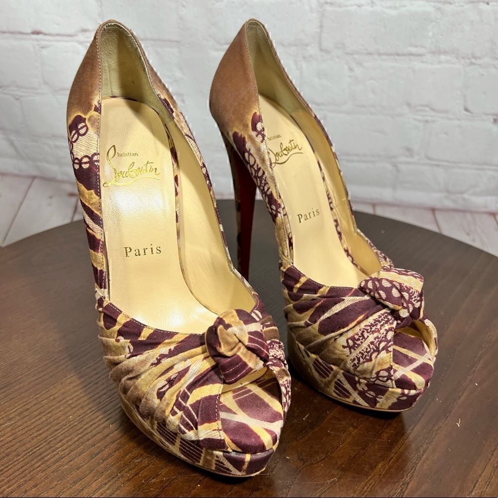 Christian Louboutin Floral Printed Sky High Sexy Pumps Size: 8 | It 38. View 2